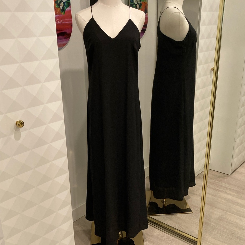 Old Navy Black Slip Maxi Dress with V-Neckline